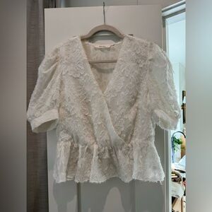 White puff sleeve, peplum blouse
